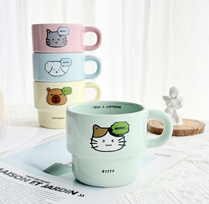 Factory Direct Custom Printed Stackable Colorful <b>Ceramic</b> <b>Mugs</b>, Stack-design Latte Drinking Cups Wholesale for Cafe & Gift - Product Image 4