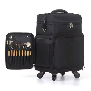 Échantillon Gratuit - Valise de Maquillage Professionnelle Classique Noire à Roulettes pour Voyage et Train - Trolley de Beauté - Product Image 1