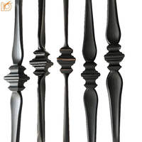 Balustre carré noir de 14 mm en métal forgé pour escalier, avec accessoires pour rampe d'escalier intérieure en bois ou en fer