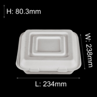 Boîte à bento jetable biodégradable à 3 compartiments en bagasse de canne à sucre avec gaufrage pour sushis et gelées