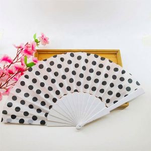 Abanico de mano de plástico con diseño de lunares estilo español de 23 cm para decoraciones de boda o regalos, estilo romántico - Product Image 1