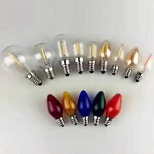 Lâmpada noturna tubular LED vintage, E12 E14 0.5W 1W lâmpadas de candelabros de filamento LED T18 T20 T22 T25 C7