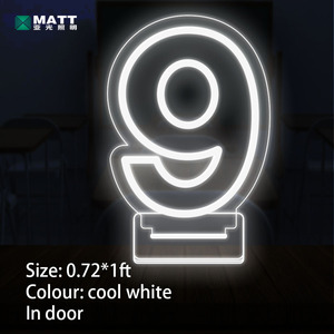 MATT Drop shipping NO MOQ numbers 6 7 <span class=keywords><strong>8</strong></span> 9 0 1 free standing 1ft altezza insegna al neon spedizione gratuita per la decorazione domestica di compleanno - Product Image 4