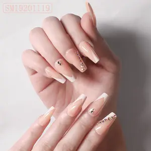 Long Stiletto Shape Press On False Nails Diamonds 3d Full Cover False Nails Artificial Fingernails Nail Art Tips