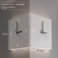 Jam Dinding Logam Persegi Sederhana Modern Angka Arab Desain Sudut Kreatif Desain Dua Sisi Gantung untuk Ruang Tamu
