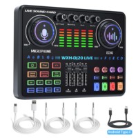 Carte son portable professionnelle DJ20 et interface d'enregistrement musical en studio, son et mixage audio pour PC, téléphone, diffusion