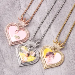 Latest Listing European And American DIY Double-layer Heart-shaped Photo Frame Pendant Necklace For Women Men Delicate Gifts