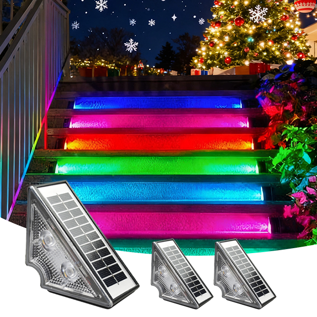 RGB Warm White IP65 Waterproof Solar Stair Light Deck Staircase Corridor Garden Decor Outdoor Led Powered Step Lights Light