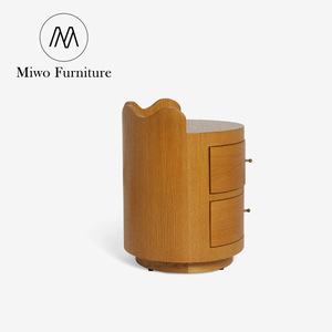 Mueble Moderno de Madera Redondo con 2 Cajones, Mesita de Noche, Gabinete de Dormitorio Nórdico para Hotel, Diseño Personalizable - Product Image 6