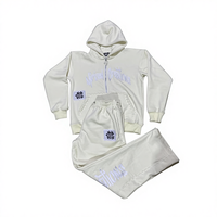 Conjunto de Dos Piezas de Felpa de Algodón Grueso Premium para Hombre, Estilo Urbano, Sudadera con Capucha y Pantalones Deportivos Personalizados con Logotipo Frontal, Cálidos y Cómodos