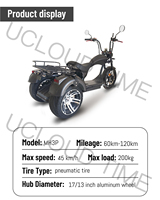Üç tekerlekli elektrikli şehir Scooter 2024 yeni yükseltme Trike kıyıcı 60V 1000W