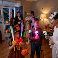 Baguettes lumineuses LED Citrouille et Crâne, 6 modes clignotants, piles incluses, pour fêtes d'Halloween, articles de fête en gros, fournitures pour la nuit de la Toussaint