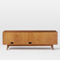 Meuble TV en bois massif robuste, console multimédia contemporaine avec rangement pour salon, hall d'hôtel et appartement