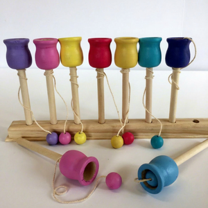 Juego de Mesa y Pelota de Madera Artesanal Colorido, Balero Mexicano Tradicional, Juguetes Bilboquet, Juego Clásico de Habilidad Educativa para Niños - Product Image 1