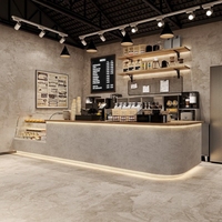 Comptoir de présentation pour boulangerie, bar à café et thé, vitrine à pâtisserie en verre, station de point de vente avec espace caisse, comptoir d'accueil en bois pour cafés