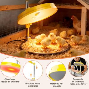 Placa Calefactora para Crías de Aves de Corral de 15 a 20 Aves, Luz LED de 45W, Pantalla Digital, Temperatura Ajustable, Equipo de Calefacción para Aves de Corral - Product Image 3