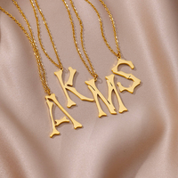 Collar con Inicial de Letra de Amor, Joyería Minimalista Vintage, Hipoalergénico, Chapado en Oro de 18K, Acero Inoxidable 316L, Unisex