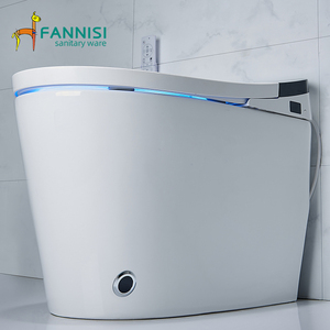 <span class=keywords><strong>WC</strong></span> intelligent monobloc à siphon en S avec écran LED, détection automatique, fonction Flip Flush, système vocal IA et certification CE - Product Image 5