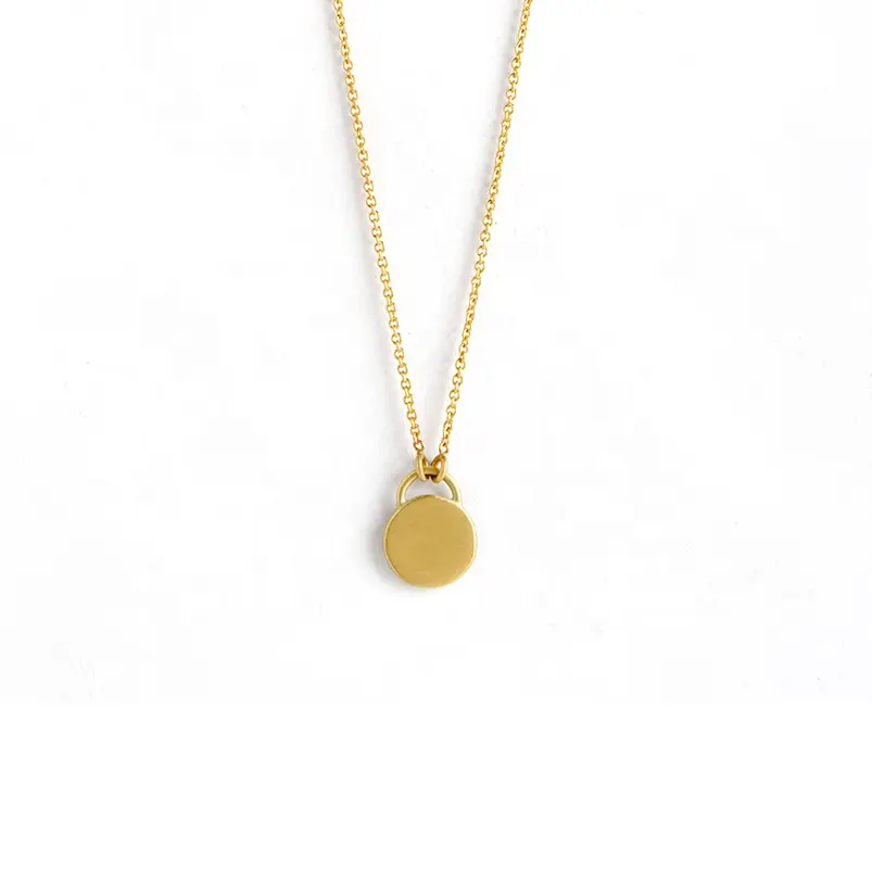 Bijoux fins gemmes en argent et or 925, collier avec pendentif charmant étiquette ronde, plaqué or, offre spéciale