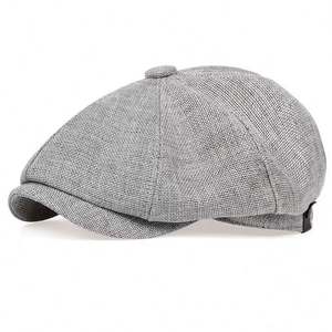<b>Mens</b> 8 Panel Wool Blend Newsboy <b>Flat</b> <b>Cap</b> Herringbone <b>Tweed</b> Hat Classic Vintage Cotton Ivy Cabbie Gatsby Driving Hats Beret <b>Cap</b> - Product Image 2