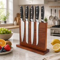 Ensemble de couteaux de cuisine Garwin 9 pièces en acier inoxydable 3Cr13 martelé, manches en bois Pakka, bloc magnétique en bois d'acacia