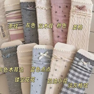 Ballet Style Long <b>Socks</b> With Bow Trim Medium Thickness Polyester Fiber Women's Slouch <b>Socks</b> For Spring Autumn - Product Image 3