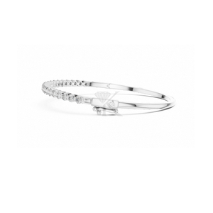 Scalloped Bezel Natural Diamond <b>Bangle</b> Featuring Natural Diamonds <b>Silver</b> Hinged <b>Bracelet</b> Half Eternity Stacking Unisex Luxury - Product Image 4