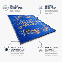 Tapis de sol personnalisé avec logo pour café, boulangerie, comptoir de service, coin, impression par transfert thermique, pour file d'attente de livraison à emporter