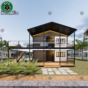 Casa Prefabricada de Acero Ligero, Expandible, de Dos Pisos, Tipo Villa Contenedor, con Paredes Blancas de Madera, Terraza, Ideal para Vacaciones en Resort Costero - Product Image 4