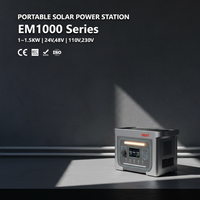 EM1000 1-1.5kW 24V48V 110V 230V Stasiun Daya Portabel dengan Gelombang Sinus Murni Lithium Ion MPPT Adaptor AC Mobil & Tenaga Surya