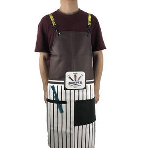 Babero de peluquero para artista, diseño de delantal impermeable con bolsillos, tela de cuero genuino para hombres, venta al por mayor - Product Image 1