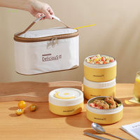 Mikrowellengeeignete 304 Edelstahl Isolierte Lunchbox, Japanischer Stil Studenten Bento-Box mit Deckel & Thermoisolierter Tasche