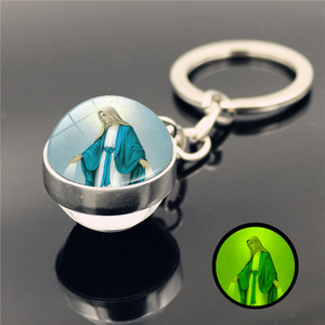 <span class=keywords><strong>Dreamwork</strong></span> porte-clés lumineux vierge marie porte-clés Double face boule de verre en cristal pendentif porte-clés en métal cadeaux d'artisanat religieux - Product Image 5