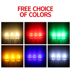 1000 unités par paquet Led F5 / 5mm tête ronde longue jambe bord brouillard blanc rouge bleu vert jaune - Product Image 2