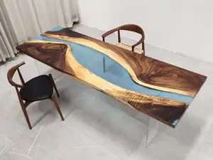 Epoxy Resin Walnut Wood Dining Table