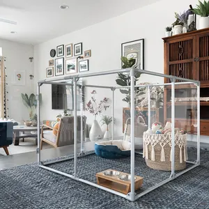 36 "Grote Pen Opvouwbare Hond Hek Hond Hek Opvouwbaar Transparant Acryl Hond Spelen Pen Metaal - Product Image 3