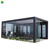 Pergola bioclimatique moderne en aluminium à lames orientables, écologique, imperméable, motorisée, avec cadre thermolaqué - Foire de Canton de Guangzhou