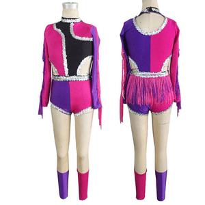 Formation équipe scène Performance porter Dancewear Majorette uniforme Costume de danse Jazz Cheerleading porter avec paillettes et frange - Product Image 1