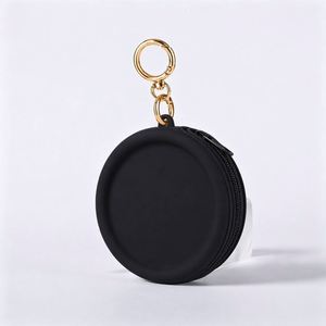 Bolsa de Maquillaje Circular de Silicona, Color Sólido, para Audífonos, Cables de Datos, Portátil, con Cierre y Llavero, en Stock - Product Image 3