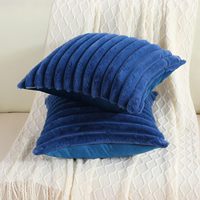 Housse de coussin INS à rayures verticales en fausse fourrure de lapin, avec fermeture éclair, style nordique, carrée, tissée, pour la maison et l'hôtel
