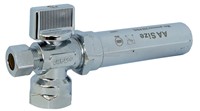 Robinet d'angle avec anti-retour de surtension 3/8 po DE x 1/2 po FI, certifié CUPC, laiton sans plomb, 1/4 de tour