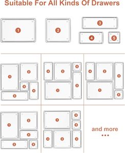 <b>Kitchen</b> Bathroom Clothing Stackable Drawer Dividers Clear Adjustable Multifunction Modern Organizer <b>Box</b> <b>Storage</b> Tray - Product Image 6