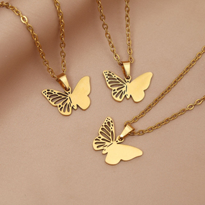 Collana Minimalista Elegante con Ciondolo a Farfalla Vuoto in Acciaio Inossidabile, Charm per Incisione Fai da Te - Product Image 3