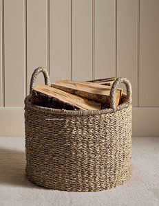 Handmade Natural Seagrass <b>Foldable</b> Storage <b>Basket</b> Woven Eco-Friendly Modern Organizer with Handles for Clothing Toys Home Decor - Product Image 1