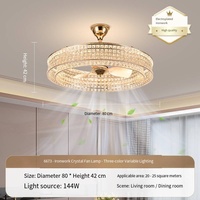 Ventilateur Pendentif Lampe Moderne De Luxe Toute La Maison Cristal Ventilateur De Plafond Lampe pour Salon Chambre Hôtel Silencieux Fer Ventilateur Lumière