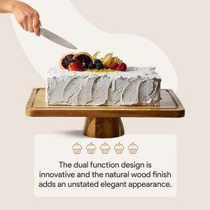 Tatlılar ve kek ekran standları ahşap silindir kaide <span class=keywords><strong>Glass</strong></span> tutucu akasya ahşap kek <span class=keywords><strong>stand</strong></span>ı ile cam akrilik kapak - Product Image 6