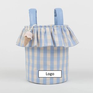 Sac de poussette <span class=keywords><strong>Vichy</strong></span> Ice Powder Blue Gingham <span class=keywords><strong>à</strong></span> bords volantés, panier de grande capacité avec intérieur en tissu hydrofuge - Product Image 1