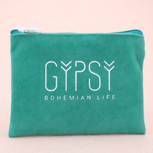 Custom Made logo Printed Velvet Gift Jewelry Pouch <b>Bag</b> with Zipper <b>Mini</b> Faux Pu Leather Suede Zipper Pouch for Jewelry - Product Image 6