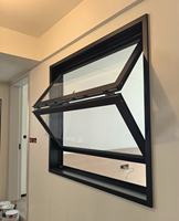 Ventana Plegable Vertical de Aluminio Moderna Personalizada, Mostrador de Bar para Cafetería, Apertura Suspendida, Vidrio de Doble Acristalamiento, Uso en Exteriores