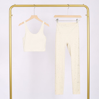 Ensemble de yoga pour femme de haute qualité, avec soutien-gorge de sport personnalisé, édition correcte, style L, coupe U, et pantalon scintillant, pour la gym, le sport et le fitness
